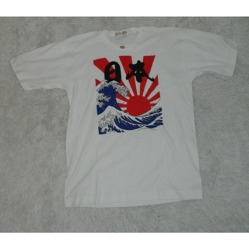 Vintage Old Stock T-Shirt Size 3XL‎ White Japanese Graphic 80s The Great Wave